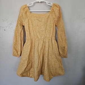 Wrangler Little Girl Small Yellow Long Sleeve Dress Cowgirl Boot Pattern Western